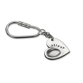 personalised heart fingerprint key ring by button and bean