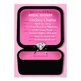 Lindsey Bling Ring Box Bridal Shower pink Custom Announcements