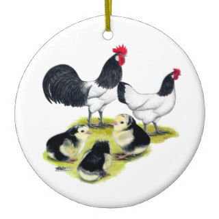 Lakenvelder Chicken Family Christmas Tree Ornaments