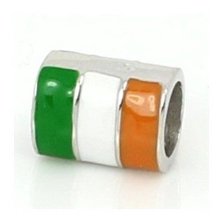 925 Sterling Silver " Small Irish Flag " Charm for Pandora Etc. European Story Charm Bracelets Jewelry