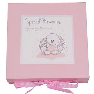 new baby personalised bunny keepsake box by dreams to reality design ltd