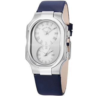 Philip Stein Women's 2 G CW CIN 'Signature' White Dial Blue Leather Dual Time Strap Watch Philip Stein Women's Philip Stein Watches