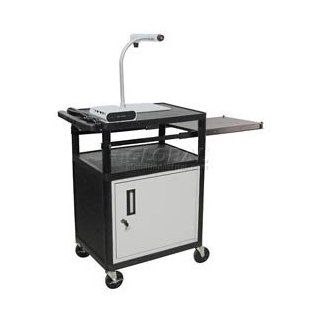 Luxor Security Av Cart With Pull Out Side Shelf 34"H  Audio Video Equipment Carts 