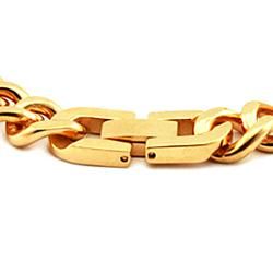 Goldplated Stainless Steel Curb Link Bracelet (10 mm) West Coast Jewelry Men's Bracelets