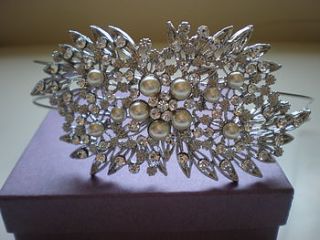 vintage style crystal and pearl side tiara by radiance boutique