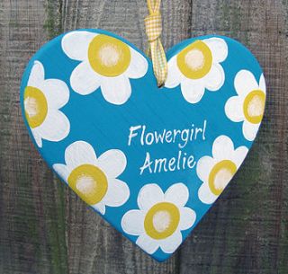 personalised 'bridesmaid or flowergirl' heart by giddy weddings