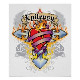 Epilepsy Cross & Heart Posters