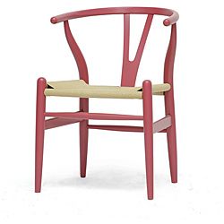 Mid century Modern Pink Wood Y Wishbone Chair