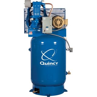 Quincy Compressor QP Pressure Lubricated Reciprocating Air Compressor — 10 HP, 230/460 Volt 3 Phase, 120 Gallon Vertical, Model# 3103DS12HCA  30   39 CFM Air Compressors