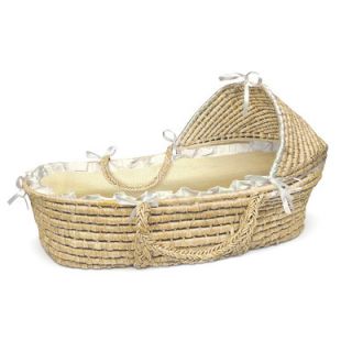 Badger Basket Hooded Moses Basket with Gingham Bedding