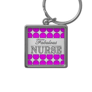 Fabulous Nurse Pink Polka Dots on White Key Chain