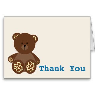 Boy Baby Shower Thank You Giraffe Print Bear Cards