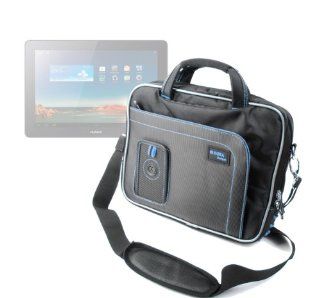 DURAGADGET Black & Blue Netbook Carry Case / Briefcase With Multiple Storage Pockets And Shoulder Strap For Huawei MediaPad 10 FHD & DJC TOUCHTAB3 9.7" TABLET PC   ANDROID 4.0 ICE CREAM SANDWICH   1GB RAM   16GB CAPACITY   1.5GHz A10 PROCESSOR