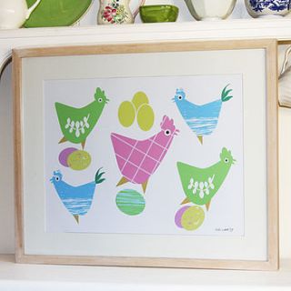 chickens and eggs print by kiki's print room