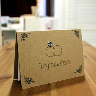 'congratulations' diamond ring card by little silverleaf