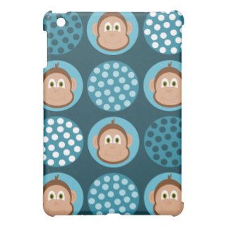 Monkey Blue Polka Dots Pattern iPad Case