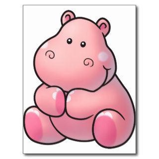 (pink) hippo postcard