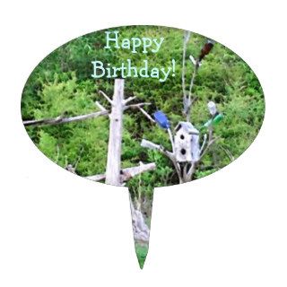 Rustic Southern Bottle Tree Knotted Pine Birdhouse Cake Topper