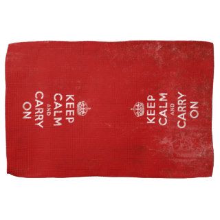 Keep Calm and Carry On Vintage Red Kitchen Towels