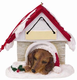 Dog House Ornament in Dachshund, red