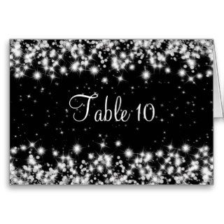 Elegant Wedding Table Number Winter Sparkle Black Greeting Card