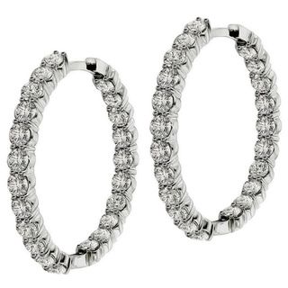 14k White Gold 10ct TDW Diamond Inside out Hoop Earrings (F G, SI1 SI2) Diamond Earrings