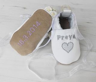 personalised heart christening shoes by born bespoke