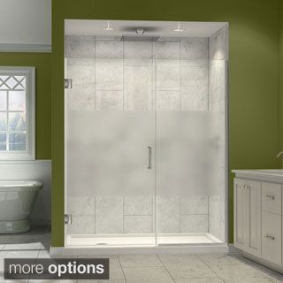 Dreamline Unidoor Plus 72 In. H X 45   46 In. W Frameless Hinged Shower Door, Half Frosted Glass