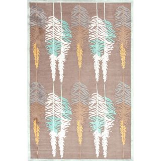 Transitional Floral Pattern Brown Rug (9 X 12)