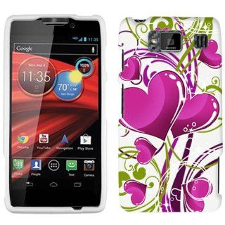 Motorola Droid Razr MAXX HD Hot Pink Hearts on White Hard Case Phone Cover Cell Phones & Accessories