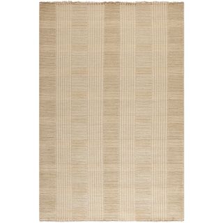 Hand knotted Tibetan Squares Beige Wool Rug (8 X 10)