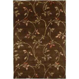 Hand knotted Floral Tobacco Wool/ Art silk Rug (2 X 3)