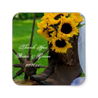 Rustic Sunflowers Country Wedding Thank You Sticker