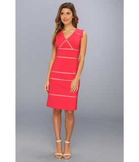 Adrianna Papell Placed Insets Dress Womens Dress (Pink)