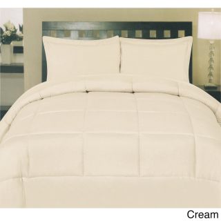 Bed Bath N More Plush Solid Color Box Stitch Down Alternative Comforter Off White Size Twin