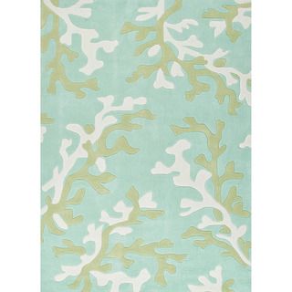 Hand tufted Transitional Abstract Pattern Blue Rug (76 X 96)