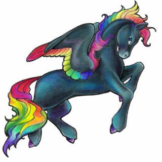 Rainbow Pegasus Sculpture Keychain Photo Cut Out