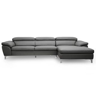 Baxton Studio Voight Gray Modern Sectional Sofa   Right Facing Chaise