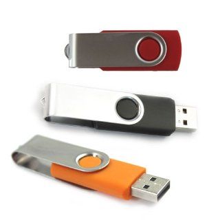 3Pcs High Speed USB 1.0/1.1/2.0 Digital Data Capless Flash Drive 2GB,Red,Orange,Black Computers & Accessories