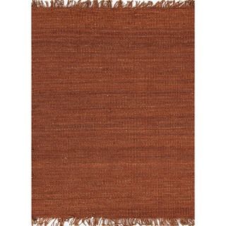 Handmade Flat Weave Solid Red/ Orange Hemp/ Jute Rug (2 X 3)