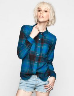 Plaid Womens Flannel Boyfriend Shirt Teal Blue In Sizes Large, Medium