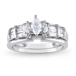 Miadora 14k White Gold 1/2ct TDW Marquise Diamond Bridal Ring Set (H I, I1 I2) Miadora Bridal Sets