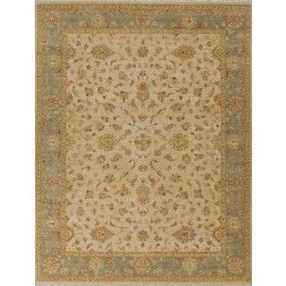 Hand Knotted Ziegler Beige Blue Vegetable Dyes Wool Rug (10 X 14)