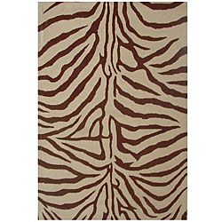 Hand tufted Zebra Brown Wool Rug (8 X 10 6)