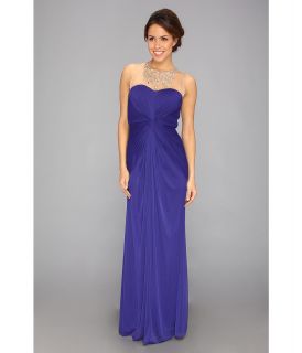 Adrianna Papell Necklace Long Gown Womens Dress (Blue)