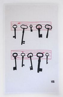 keys hanging out tea towel by lotta cole design