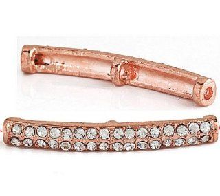 Level 9 (10pcs) Jewelry Craft Bracelet Necklace Making Rose Gold Plated White Crystal Rhinestone Curved Slotted Spacer Charm Beads   Jewelry Towers
