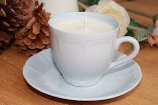 pale blue vintage teacup candle by teacup candles