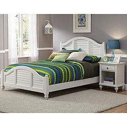 Home Styles Bermuda Queen Bed And Night Stand Brushed White Finish White Size Queen
