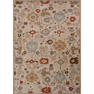 Hand tufted Transitional Floral Pattern Brown Rug (8 X 11)